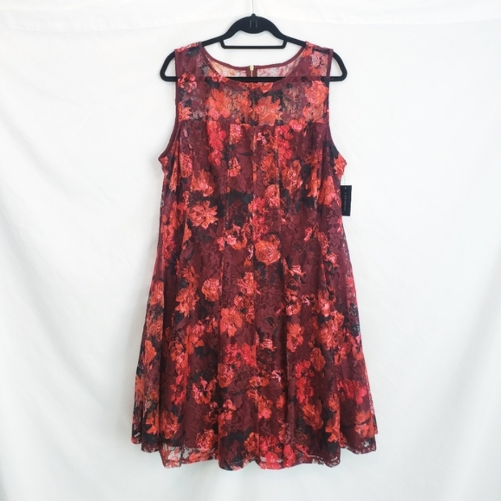 NWT Lane Bryant Lace Floral Rose Fit & Flare Dress Size 18/20